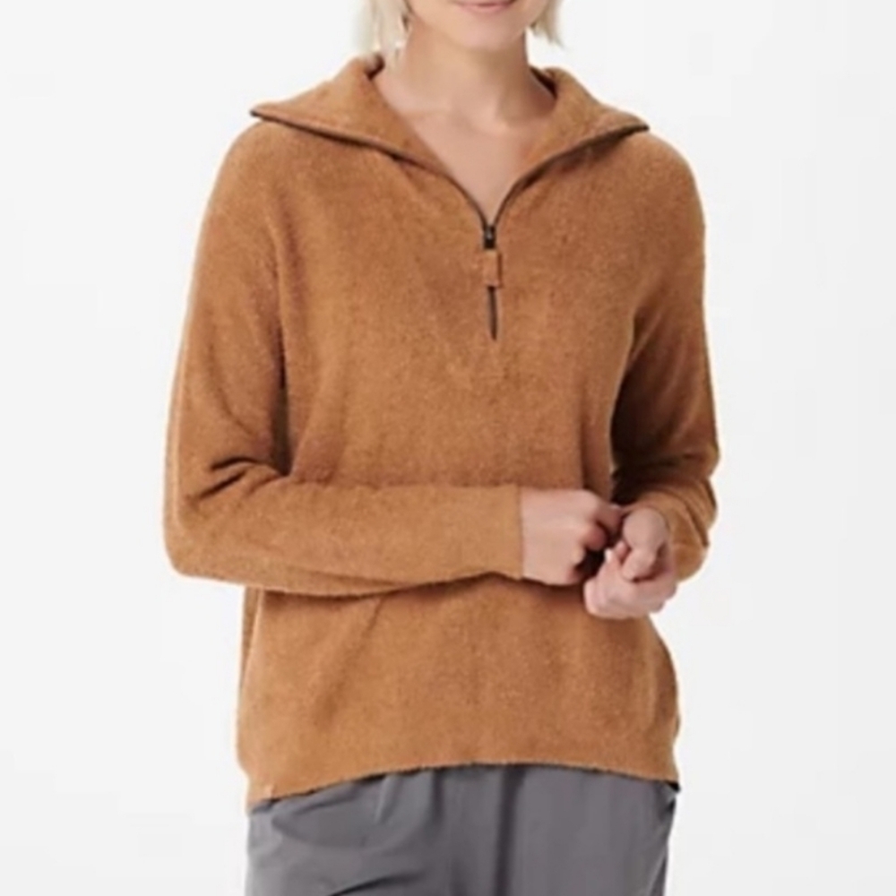 Barefoot Dreams Cozychic Lite Half Zip Hi-Low Pullover in HONEY 2X